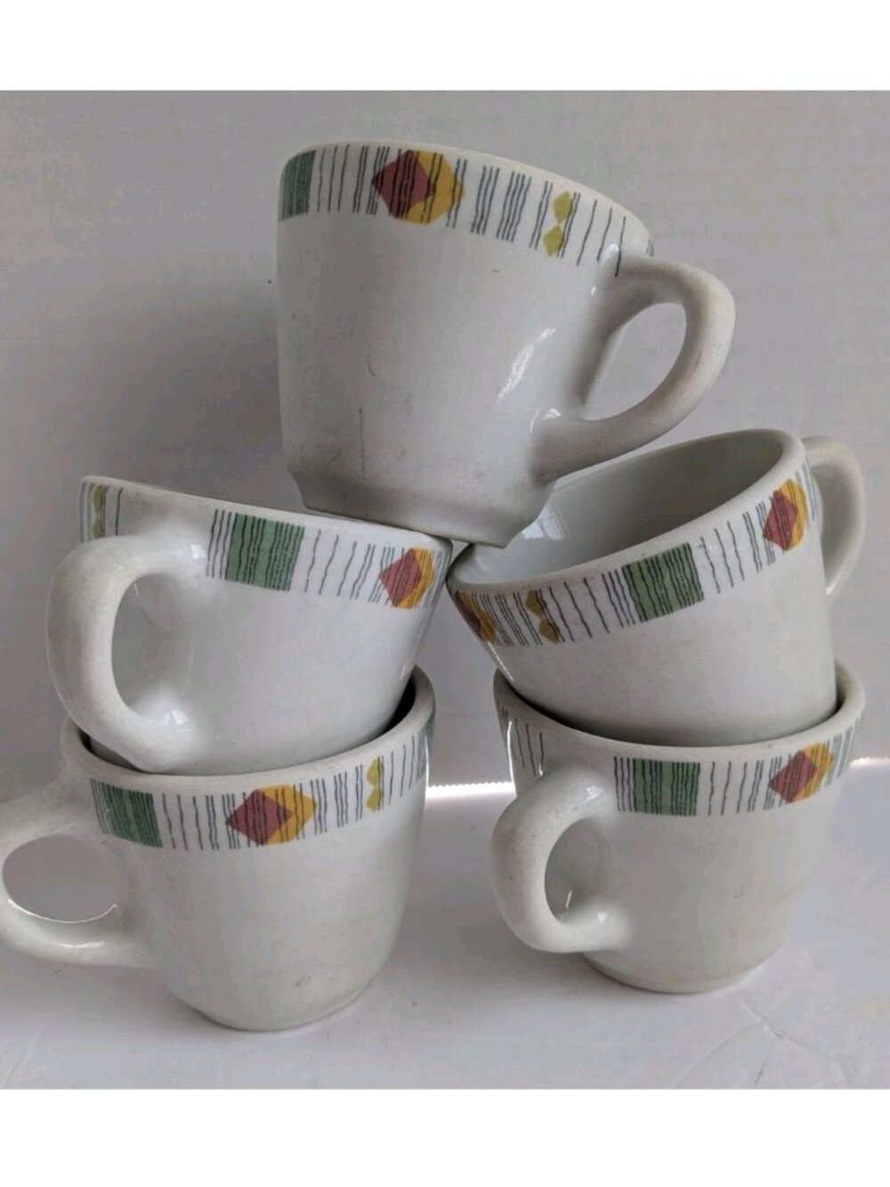 Set of 5 Vintage Erica Coffee Mugs – J.E. Heath England – Russell Food Equipment